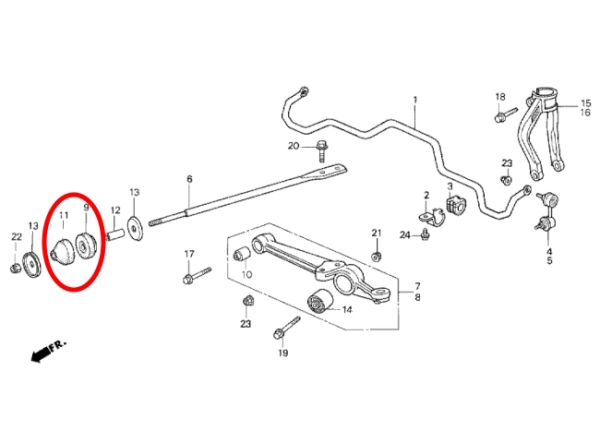 Hardrace Gummilager Schubstangen Honda CRX EE8 / Civic EE9